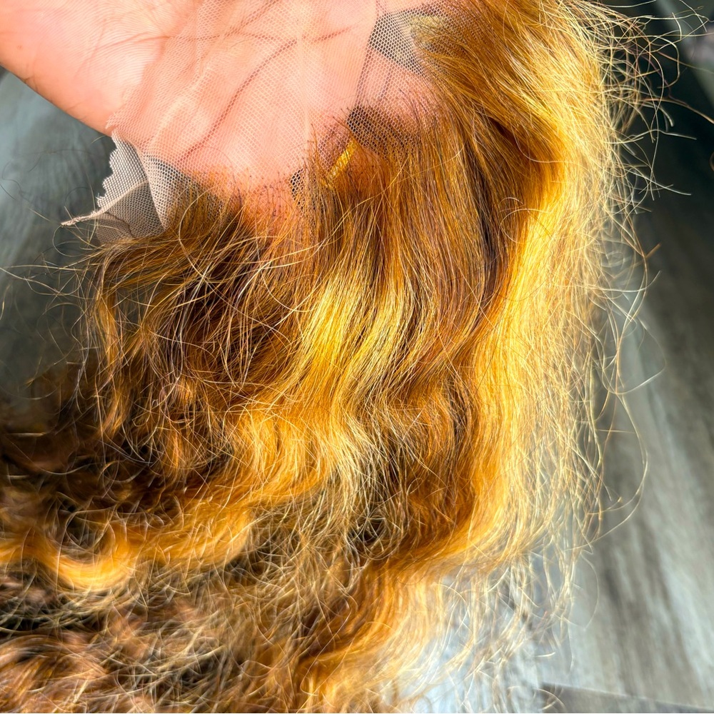Deep Curly Wave 13*6 Blonde Human Hair Wig, 26 to 28 inches long. - Picture 7 of 9